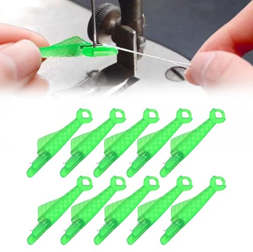 Toerjii Nadeleinfädler,Einfädelhilfe für Nähnadeln Nähmaschinen Zubehör Kunststoff Nähnadeln Einfädler, Automatischer Einfädler Nadel Threading Tool für Handnähen und Nähmaschinen (10 Pcs)