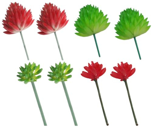 Angoily 8 Pcs 2 Sets Imitated Succulents Artificial Plants Red Pvc Lightweight Decorative Gifts for Mini Garden No Fading Home Decoration