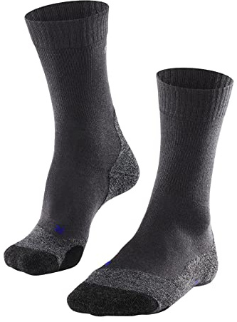 FALKE TK2 Explore Cool M So respirantes anti-ampoule épaisses 1 paire, Chaussettes de randonnée Homme, Gris Asphalt Melange 3180, 42-43