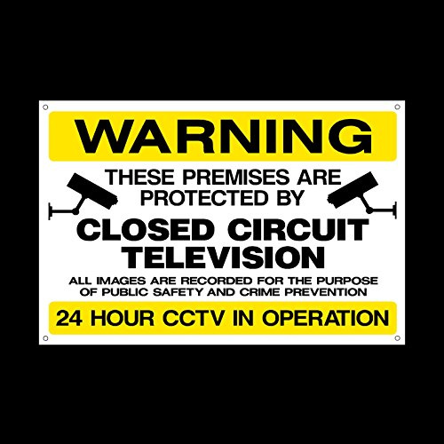 CCTV Closed Circuit Television 3mm Metal Sign with 4 Pre-Drilled Holes - Security, Camera, Closed Circuit TV, Warning Safety (MISC48)