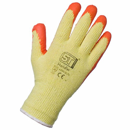 24 Paar Arbeitshandschuhe aus Latex mit Gummi-Beschichtung, für Garten- und Bauarbeit, mit Sicherheitsgriff , Orange