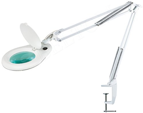 Beltom® Lente d'Ingrandimento Smart 5 DIOTTRIE con 56 LED A Luce Fredda E Morsetto - Lampada per Estetista ESTETICA Laboratorio E LAVORI di PRECISIONE - Ingrandimento 5X - Bianco