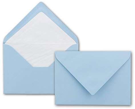 25x Kuverts in Hellblau - Brief-Umschläge in DIN B6-12,5 x 17,6 cm geripptes Papier - weißes Seidenfutter für Weihnachten & festliche Anlässe