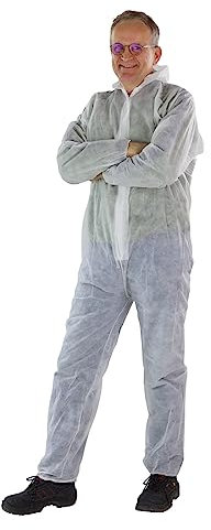DEMA Einweg Overall Schutzanzug weiß PP 40g / qm mit Kapuze Gr. S