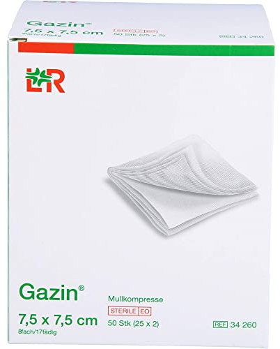 GAZIN Mullkomp.7,5x7,5 cm steril 8fach 25X2 St