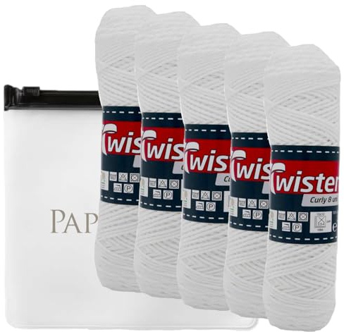 Haekelgarn Baumwollgarn Stricken Haekeln Basteln 5x50g Fb.10 weiss inkl.Zippbeutel