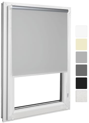 Home Vision Verdunkelungsrollo Klemmfix ohne Bohren Grau B120 x H220cm | Fensterrollo Seitenzug lichtundurchlaessig Thermorollo Sichtschutz Sonnenschutz für Schlafzimmer Wohnzimmer und Büro