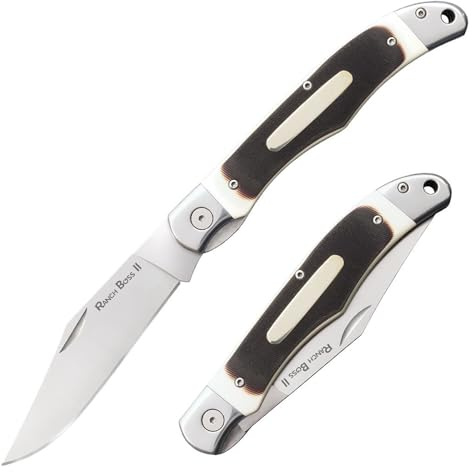 Cold Steel Ranch Boss II Classic Folding Knife, One Size,Silver/White/Brown