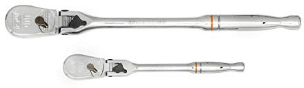 GearWrench 2 Pc. 1/4 & 3/8 Drive 90 Tooth Locking Flex Head Teardrop Ratchet Set - 81274T, Chrome