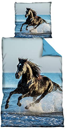 VertriebsArena GmbH Bettwäsche Microfaser 2-teilig Wassergalopp Pferd im Wasser, 4020207
