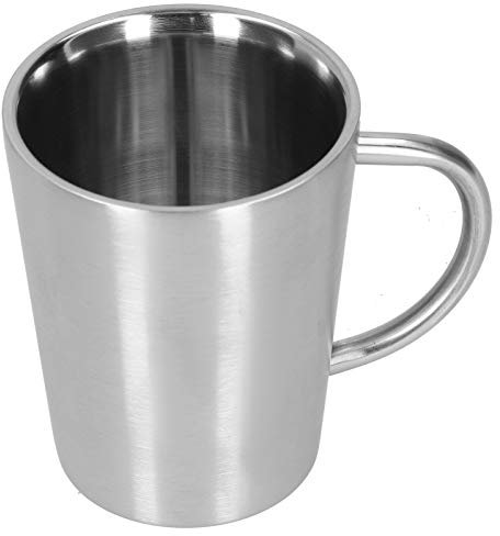 Bierbecher Wasserbecher Edelstahl Doppelwandige Kaffeetasse, Trinkzubehör für zu Hause Wärmeisolierung und Verbrühungsbecher Tasse Bierbecher, Tropfenbeständigkeit 340 ml(Silber)