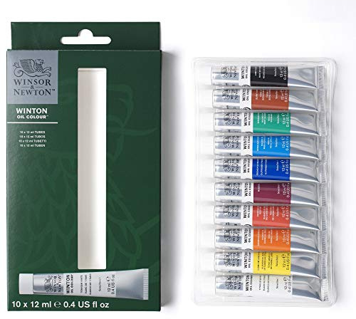 Winsor & Newton Winton Oil Paint, Set of 10 x 12ml Tubes, 1490701
