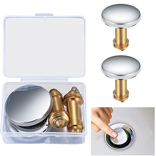 2 Pcs Pop Up Click Clack Sprung Plug Stopper, Brass Bathroom Wash Basin Sink Drain Plug Stopper, Waste Sink Drain Strainer Plugs Pop-up for Washbasin Kitchen Bathroom 38mm