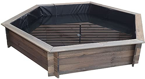 Beauty.Scouts 6-Eck-Hochteich Erlis II Kiefer grau 200cm Teichfolie+Pumpe (Kabel) Gartenteich Teich Komplettset pflegeleicht Fertigteich Bausatz Teichset Garten