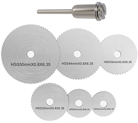 Corintian HSS Sägeblatt Kreissägeblatt Set 6 Stück inkl. Verlängerungsstange, Trennscheibe für Holz, Plastik, Fiberglas, Kupfer, Aluminium und dünnes Blech, Schneidräder Drehwerkzeug