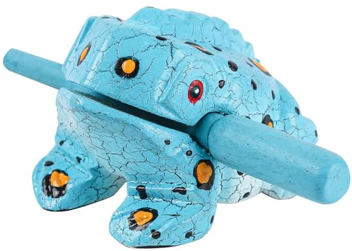 Goghost 3.5 Wooden Frog Guiro Rasp Instrument - Percussion Musical Tone Block Craft (Blue)