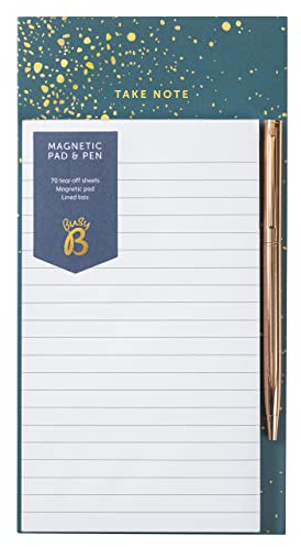Busy B - Magnetblock & Stift - Tannengrün - 70 linierte Listenblätter mit Magnet und Stift