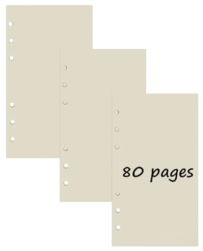 3 Packungen A6 Blank Nachfüllpapier, 240 Blätter 6 Löcher Nachfüllpapier Nachfüllbare Refill Paper Nachfülleinlagen für Notizbuch, Tagbuch, Skizze, Malerei