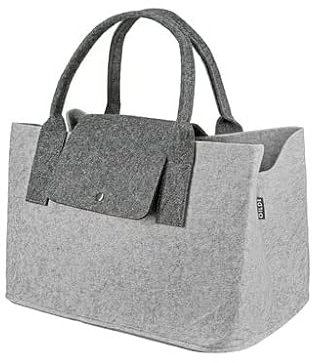 GILDE 1 Filztasche mit Klappe als Verschluss/Druckknopf, hellgrau, 46x26x23cm