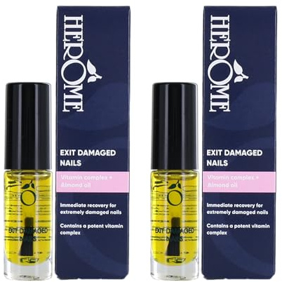 Herome 2-pack extremt skadad naglar mandelolja – reparation och skydd – nagelvård – reparerar efter konstgjorda naglar – särskilt bra i kombination med nagelhärdare (Exit skadade naglar) – 2 x 7