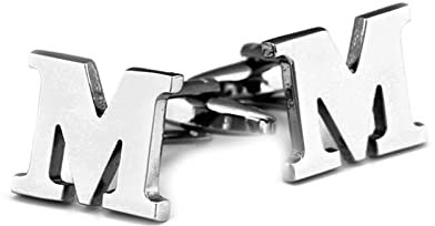 Stfery Manschettenknöpfe Herren Schlicht Elegant, Manschettenknöpfe Buchstabe Silber Versilbert Cufflinks Buchstabe M Schmuck Geschenk
