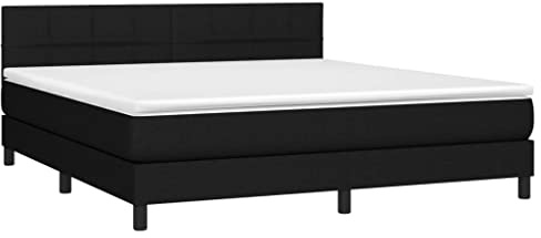 vidaXL Boxspringbett mit Matratze Schwarz 180x200 cm Stoff