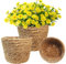 KMERCE 3Pcs Caches Pot Plante en Osier, Panier à Plantes d'Intérieur, Pots de Fleurs Jardin décoratif en jonc de mer Seagrass, Panier de Rangement, diametre 18cm, 22cm, 25cm