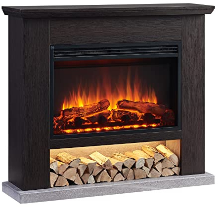 FLAMME 39 Freestanding Electric Fireplace Suite, Beadell, Espresso Oak | With 1kW-2kW Fireplace Heater, Dimmable LED Flame Options and Warm White Mood Lighting, Remote Control, Custom Timer
