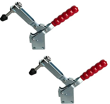 2 Pcs Vertical Toggle Clamp, Heavy Duty Quick Release Toggle Clamp with 340Kg/750Lbs Holding Capacity, Anti-Slip Toggle Grips Tool for Woodworking, Molding (GH-12270)