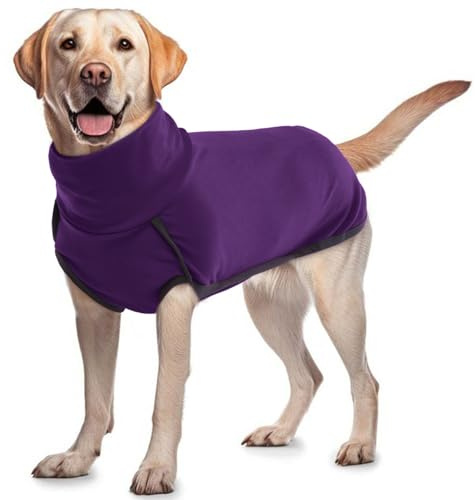 ROZKITCH Sweater for Dogs Large, Pet Windproof Warm Cold Weather Jacket Vest Cozy Jumpsuit Apparel Outfit Clothes for Walking Hiking Travel Sleep Purple XL