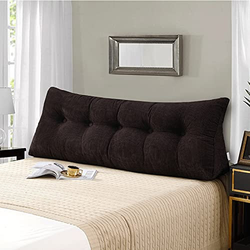 Rückenkissen für Sofa Bett Lesekissen Rückenkissen Lang Rückenlehne Kissen mit Waschbar Bezug Kord Großes Wandkissen Lendenkissen für Bett Kopfteil Sofa Couch (Braun, 80x50x20cm)