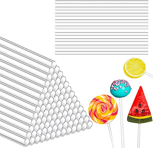 100 Stück Cake Pop Stiele, 10cm Wiederverwendbar Transparent Lutscherstäbchen Kuchen Pop Sticks, Acryl Lutscher Sticks, für Herstellung Von Kuchenlutschern, Desserts und Pralinen