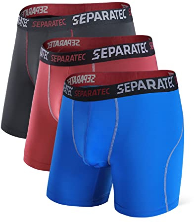 Separatec Mens Boxer Briefs Sports High Elastic Quick Dry Dual Pouch Men's Boxer Shorts Open Fly Boxers Functional Athletic Underwear for Men Multipack