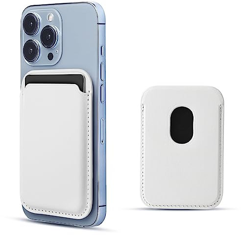 WALLFID Mag-Safe Wallet Leather Compatible with iPhone 15/14/13/12 Pro/Max/Plus/Mini/,RFID Card Holder with Mag-Safe Magnet (White)