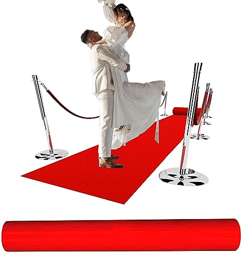 RAUMPA Roter Teppich läufer 1x10m Party Hochzeit Outdoor brücken Teppich rot Flur meterware, messeteppich Red The Carpet für Outdoor, heiratsantrag deko für draußen (Color : Red, Size : 1x10m)