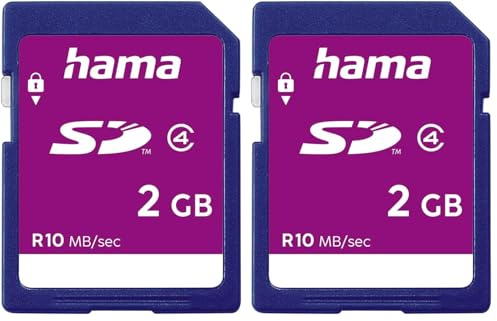 Hama Carte mémoire Photo (SD pour Photo/Classe 4, 2 GB - 10 MB/s) Bleu (Lot de 2)