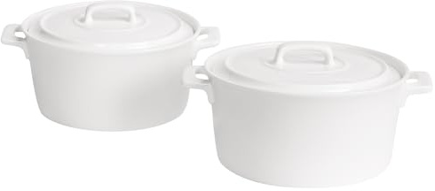 jinsongdafa 6 Mini Casserole Baking Dish Set of 2, 22.9 oz Cocotte with Lids, French Ceramic Serving Soup Tureen, Individual for 1 Person Servings Casserole Dish, Microwave Dishwasher Oven Safe