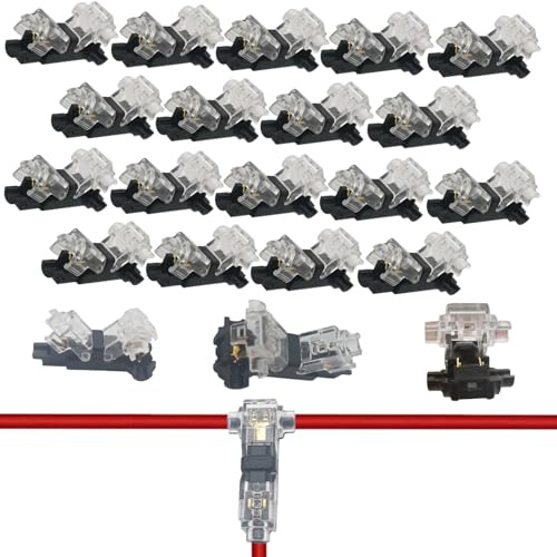 Connettori a T a Bassa Tensione, Terminale connettore a T 18pezzi, CTRICALVER Connettori Universale Compatto di Filo Senza Filo-Spogliarello, Connettori a filo