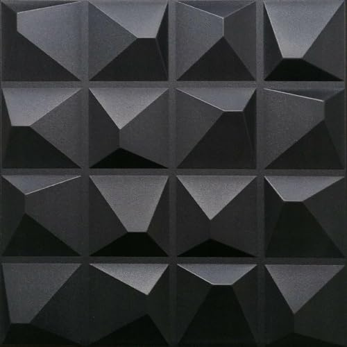 Deccart - 3D Wandpaneele 50x50 cm - Paneele Wand Wall Panels Deko Wandverkleidung Innen Panel Deckenverkleidung Decke Deckenpaneele Platten Styropor EPS-Polystyrol Kryształ 5 m², 20 Stück,Schwarz