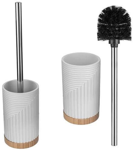 KADAX Toalettborste med hållare, toalettborste set, toalettborste med handtag och hållare, toalettborste med borsthållare, toalettborsthållare utan borrning (rund vit)