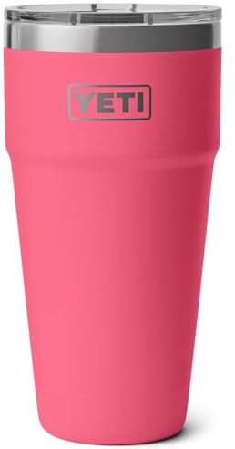 YETI Rambler 30 oz (887 ml) Stackable Cup with Removable Magslider Lid, Stainless Steel Vacuum Insulated Coffee Cup, Tropical Pink