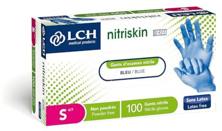 LCH - Gant NITRISKIN - Nitrile - Non stérile, non poudré - Bleu - (Boîte de 100) (S)