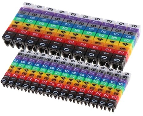 GSCLZ Kabelbeschriftung 150 Stück Kabelmarkierungen, bunt, Typ C, Markierungsnummer, Etikett for 2–3 mm Kabel, auffällig und leicht zu identifizieren Kabel Beschriftung(2.5mm)