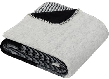 Ibena Achmeta Decke 150 x 200 cm - Baumwollmix, weich, warm & waschbar, Kuscheldecke abstrakt schwarz weiß