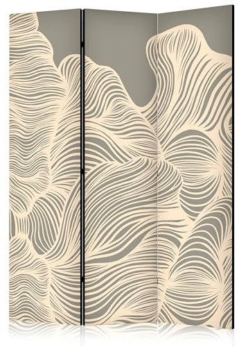 murando - Paravent Raumteiler Innen Abstraction 135x172 cm 3-teilig Einseitig Raumtrenner Raum Trennwand Holz Room Divider Mobiler Sichtschutz Wand Raum Minimalism beige 3D a-A-10511-z-a