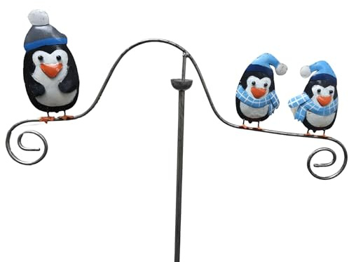 Penguin Family Wind Spinner, Outdoor Garden Decor, Metal Balance Stake