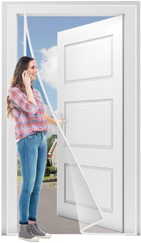 Puerta con pantalla magnética 175x235cm Blanco Cinta adhesiva plegable con malla antimoscas para ventana interior