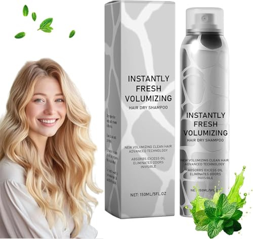 AMHSNIJI Champú seco Natural, Spray voluminizador para Cabello seco, champú seco para Cabello Fresco y voluminizador instantáneo, Spray fijador con rocío Durante Todo el día 24 Horas