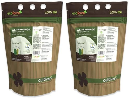 CULTIVERS Quelato De Hierro Ecológico 2x1 kg Abono Reverdeciente anticlorosis Soluble en Agua Nutriente Corrector de Clorosis Férrica en Plantas y Cultivos Fertilizante 6% Fe-EDDHA orto orto 4,8%