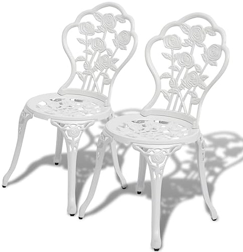 Annlera Gartenstühle Bistrostühle 2 STK. Essstuhl Sitzgruppe Pflegeleicht Gartenmöbelset Möbelstück für Garten Terrasse Veranda oder Hinterhof Stilvolle und Moderne Design Weiß 41x49x81,5 cm